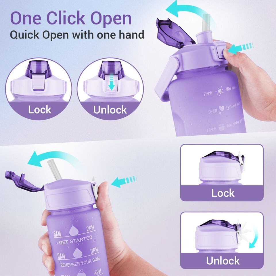 🥤 Sports Water Bottles – 3 Pcs Set Leak-Proof Flip Top Lid | Random Colors