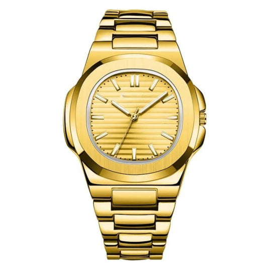 Golden Men's Quartz Watch with Chain Strap