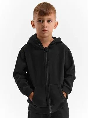 Boy's Black Fleece Hoodie Winter Soft Warm