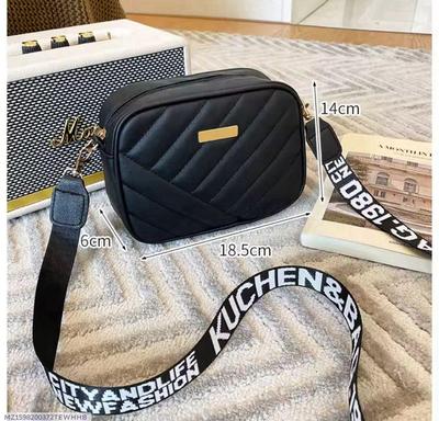 Black PU Leather Crossbody Bag for Women