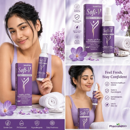 Soft V Intimate Hygiene Spray for Women | Healthy pH Formula 100ml