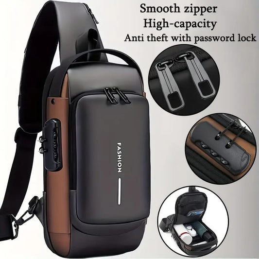 Fashion Men Sling Bag Pack with Lock