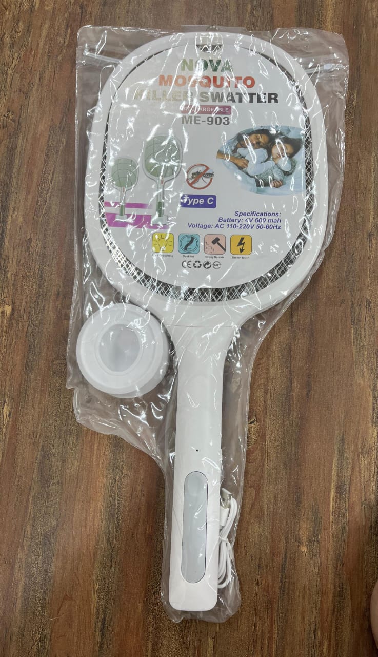 Mosquito Racket Electric Fly Swatter Powerful USB Rechargeable Grid