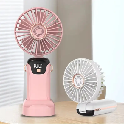 Rechargeable Hand Fan with LED Display