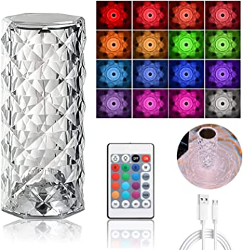 Rose Diamond Crystal Table Lamp – 16 Color