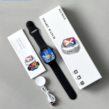**S12 Max Smart Watch – 1.85″ HD Full Touch Display, Bluetooth Calling & Fitness Tracking**