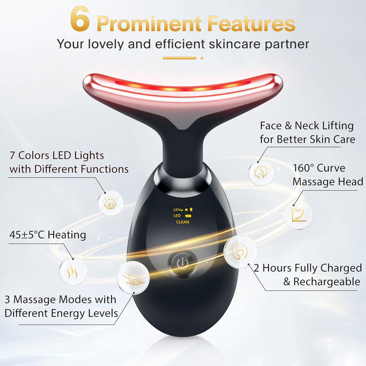Rechargeable Face Massager Neck Device Anti-Wrinkle Skin Tightening Device
