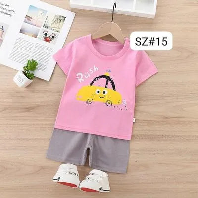 2 Pcs Girl's Stitched Jersey Printed Night Suit