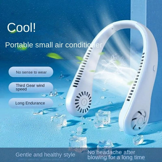 Portable Bladeless Neck Cooler Fan – 360° Airflow USB Rechargeable Hands-Free