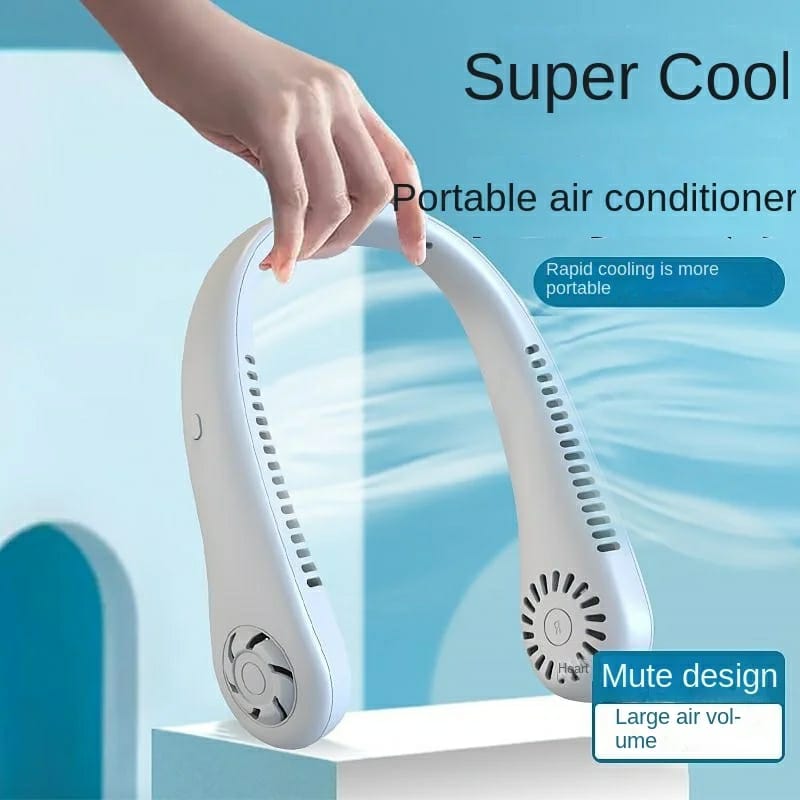 Portable Bladeless Neck Cooler Fan – 360° Airflow USB Rechargeable Hands-Free