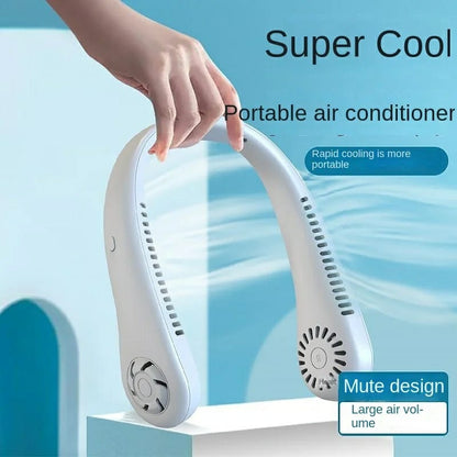 Portable Bladeless Neck Cooler Fan – 360° Airflow USB Rechargeable Hands-Free