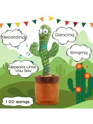 Dancing Cactus Plush Toy with 120 Songs for Kids