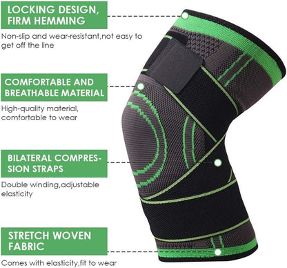 Adjustable Knee Support Brace with 3D Weave Compression Technology