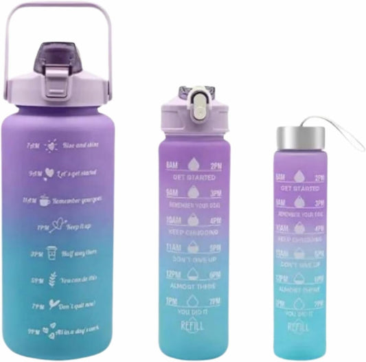 🥤 Sports Water Bottles – 3 Pcs Set  Leak-Proof Flip Top Lid | Random Colors